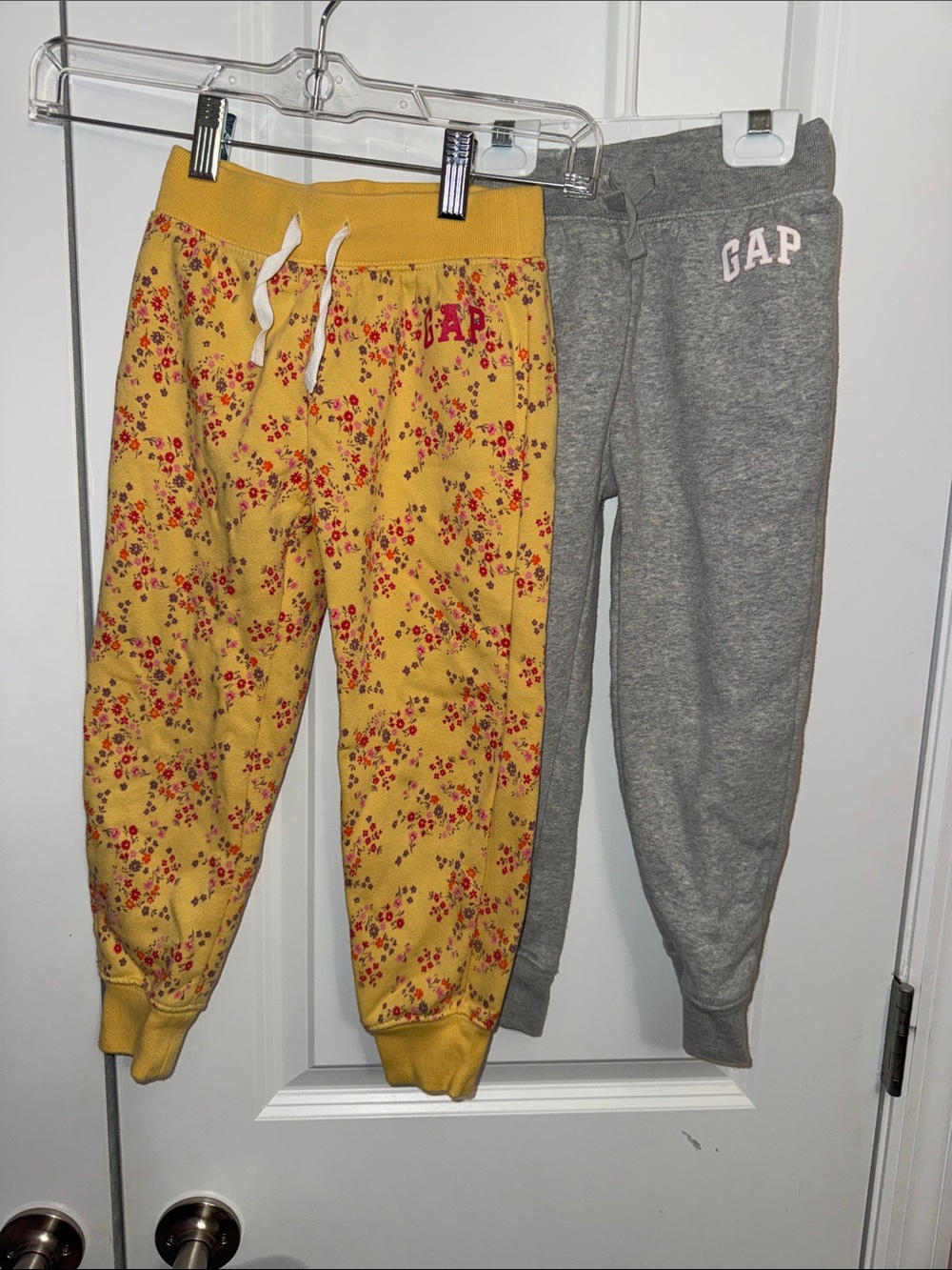 GAP Kids Yellow Floral Sweatpants + Gray Logo Joggers